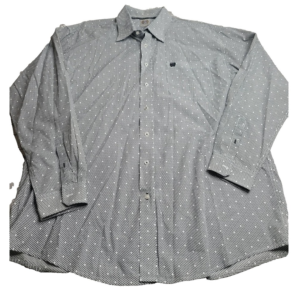 Cinch Long Sleeve Button Down Shirt Men's XL Black‎ and White Pattern